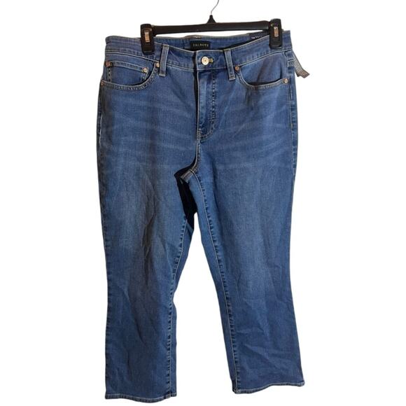 Talbots Crop Flare Jeans Womens Size 8 Blue High Rise Denim Strecht NEW - Picture 1 of 8